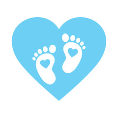 Baby boy footprints with heart icon