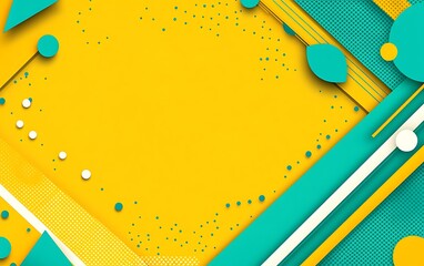Abstract yellow and teal geometric background with copy space.