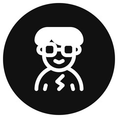 Editable person with bowl haircut and glasses avatar vector icon. User, profile, identity, persona. Part of a big icon set family. Perfect for web and app interfaces, presentations, infographics, etc
