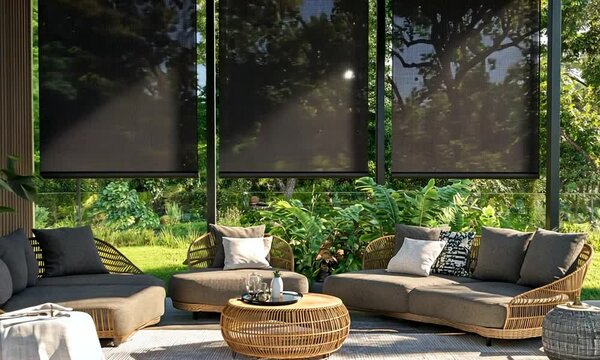 Luxury Outdoor Patio Design with Modern Furniture and Sunshades