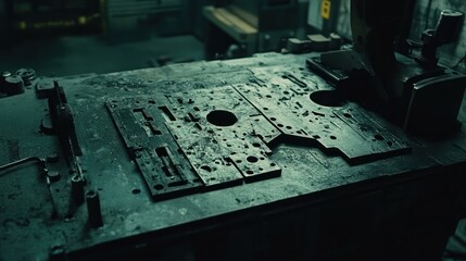 Naklejka premium Industrial Metalwork: Precision Cutting and Fabrication in a Factory Setting