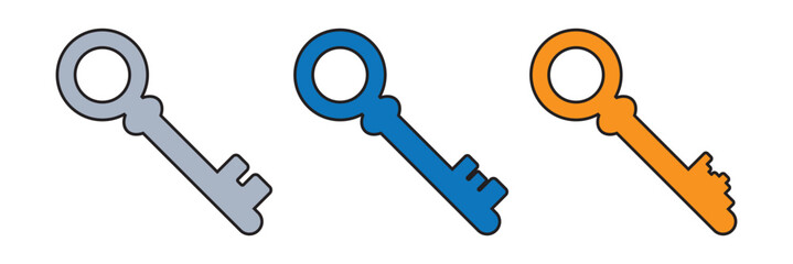 Key icon set. Isolated security and lock symbol. Vector