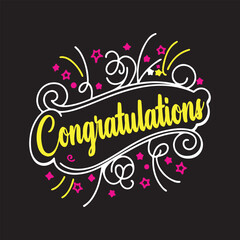 Congratulatory text. Congratulations lettering and congrats calligraphic vector