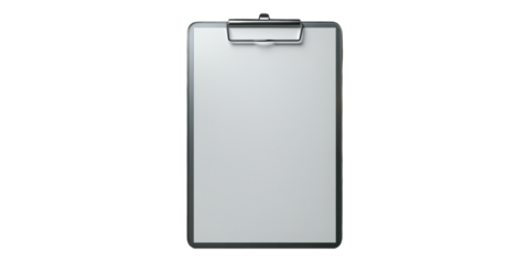 Blank clipboard with metal clip isolated on transparent background