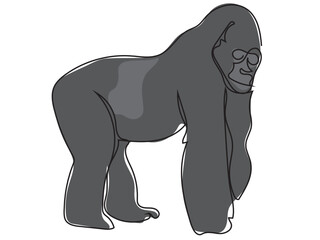 Gorilla in continuous line drawing and can be edited later