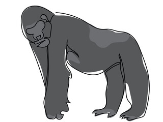 Gorilla in continuous line drawing and can be edited later