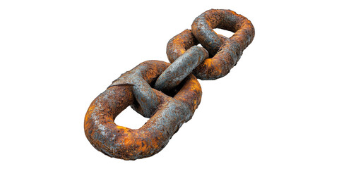 Obraz premium Rusty metal chain links isolated on transparent background