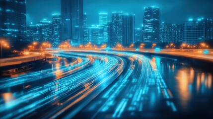 Obraz premium City highway with light trails