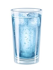 Refreshing Sparkling Water In A Glass With Ice Cubes