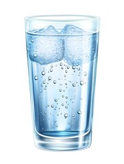 Refreshing Sparkling Water in Glass with Ice Cubes