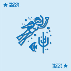 Naklejka premium underwater diving activities during the holidays