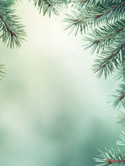 Obraz premium Close-up of spruce branch and needles. Selective focus and shallow depth of field