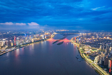 Modern city skyline night view