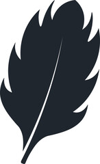 Black Feather Silhouette on White Background. Vector Illustration