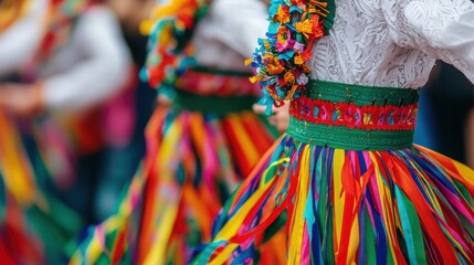 Group of Friends in Traditional Clothing Celebrating Culture with Colorful Garments and Accessories at a Festive Event Outdoors