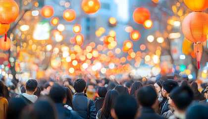Vibrant lantern festival celebration city streets event imagery nighttime crowd view cultural extravaganza
