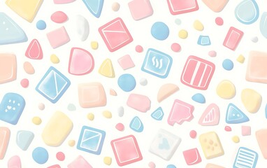 Pastel-colored abstract shapes seamless pattern.