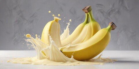 Fresh banana blended into a creamy liquid, with a sweet and slightly yellow color , tropical fruit, bananas, nutrition