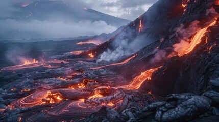 Hawaiian volcanic landscape 