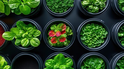 Vibrant Green Plants in Round Pots for Gardening and Landscaping