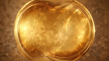 Golden brown yellow abstract circle with holographic effect, circle, shiny, golden brown