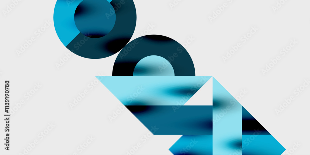 Poster Modern abstract background featuring circles, lines, and triangles in a dynamic geometric composition. Perfect for stylish, tech, or creative-themed designs
