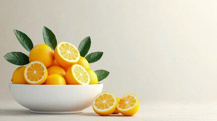 White bowl with oranges and leaves