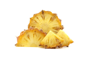 Fresh Sliced Pineapple Pieces Isolated on a White Background