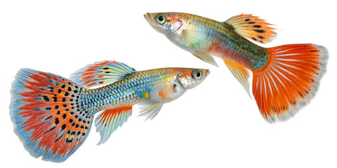Fototapeta premium Guppies Side View Full Body Isolated 
