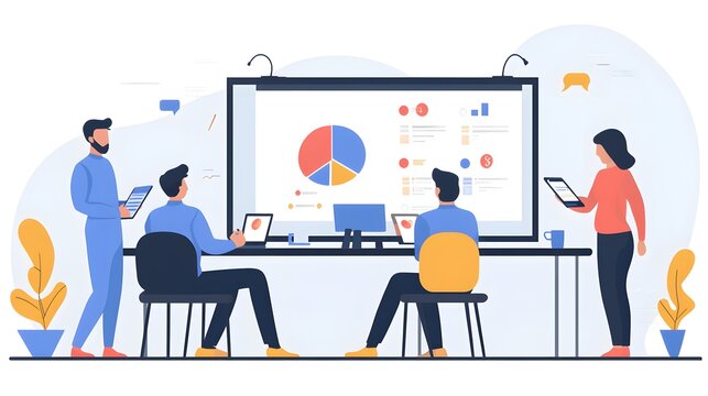 A startup founder giving a presentation to investors in a sleek meeting room