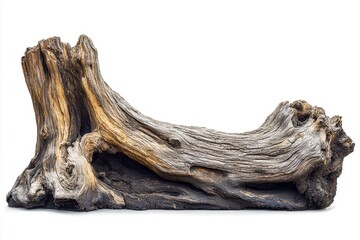 Fototapeta premium Dead Tree Trunk Isolated on White Background Showcasing Unique Textures and Shapes. Generative AI