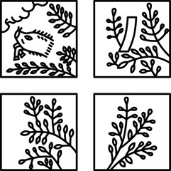 7月のミニ正方形花札アイコンセット