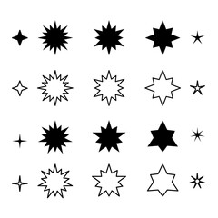 black and white stars set
