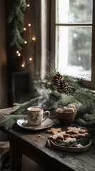 Cozy Rustic Christmas Table Setting with Treats