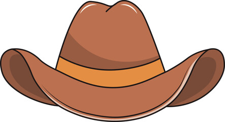 Cowboy Hat Icon with Cartoon Design. Vector Illustration.