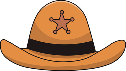 Cowboy Hat Icon with Cartoon Design. Vector Illustration.
