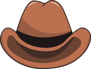 Cowboy Hat Icon with Cartoon Design. Vector Illustration.