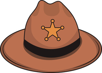 Cowboy Hat Icon with Cartoon Design. Vector Illustration.