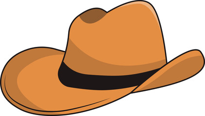 Cowboy Hat Icon with Cartoon Design. Vector Illustration.