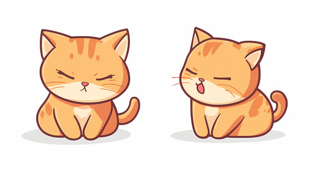 Doodle cat kitten character family animal digital clipart emotion illustration for sticker, planner, greetings card. Aurulent. Illustration