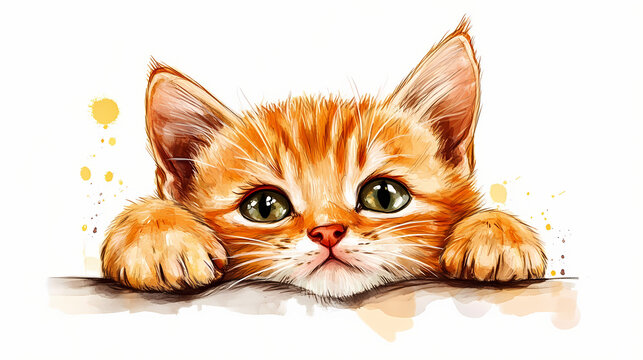 Doodle cat kitten character family animal digital clipart emotion illustration for sticker, planner, greetings card. Aurulent. Illustration