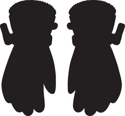 ski glove set silhouette design vector art illustration.