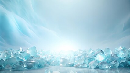 Serene Ice Crystals Glimmering in a Glacial Blue Cave