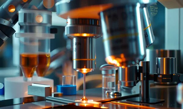 Microscopic Examination in a Modern Laboratory: High-Tech Research and Scientific Discovery