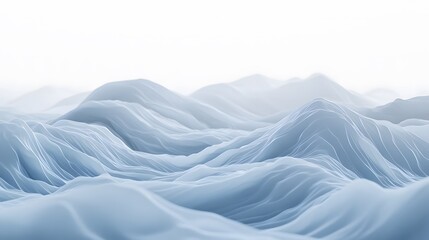 Obraz premium Serene and Ethereal Blue Waves with Gentle Curves and Soft Textures Invoking Tranquility and Calmness in a Digital Art Landscape