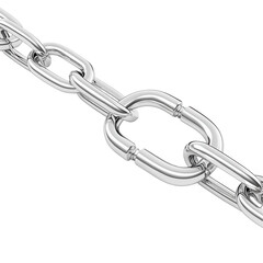 Chain link connection industrial setting digital illustration transparent background close-up view strength concept