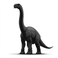 Black sauropod dinosaur illustration, isolated on white.