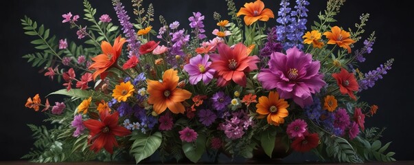 Exotic and luxurious bouquet featuring unusual wildflowers and foliage in an opulent, dramatic arrangement , floral, exotic