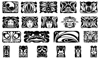 Jugendstil art icon collection
