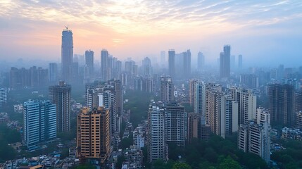 Obraz premium Smart city landscape of Mumbai with digital alumni community integrating technology and urban life